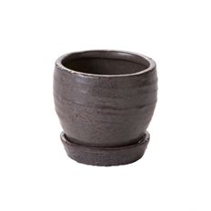 POT W/SAUCER 3.25X3.75" BLACK