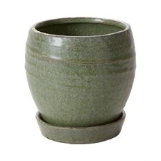 POT W/SAUCER BRADFORD 5.5" GREEN