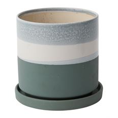 POT W/SAUCER OMBRE 6.5" BLUE