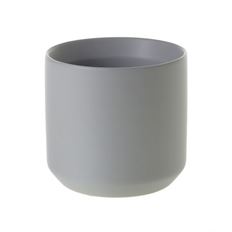 POTTERY CYLINDER  4.75X4.5" GREY