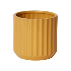 POTTERY 4.5"X4.75" RIBBED YELLOW