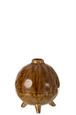 CERAMIC FOOTED VINTAGE 17CM BROWN