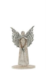 ANGEL W/METAL WING 34CM WHITE