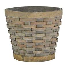 POT BASKET 6" WOOD GREYWASH