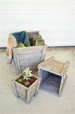 PLANTER WOODEN RECYCLED SET/3