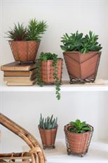TERRACOTTA PLANTER W/WIRE SET/5