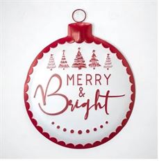 SIGN TIN "MERRY & BRIGHT" 12"