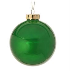 ORN BALL VP 4" GLASS LOOK GREEN