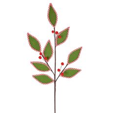 LEAF BERRY SPRAY 29" GREEN RED