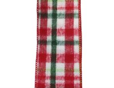 RIBBON PLAID WOOL 2.5"X10 YD R/W/GR