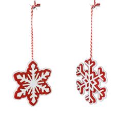 SNOWFLAKE ORN 6" 2 AST RED/WHT
