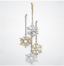ORN SNOWFLAKE 4ASST GOLD/SILVER