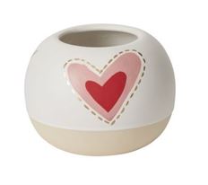 POTTERY VASE 5.75X4" EYE HEART