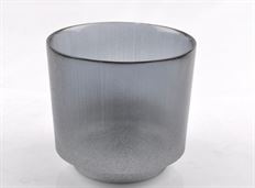 GLASS VOTIVE RIBBED 6"  GRAY