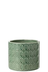 CERAMIC POT OVAL PAT 14CM GREEN