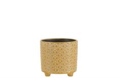 CERAMIC POT FOOTED 12CM YELLOW
