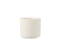 CERAMIC POT SQ DESIGN 14CM WHITE