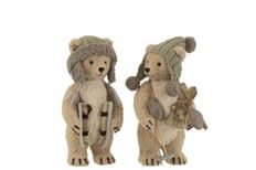BEAR W/SKI AND HAT 41.5CM GREY