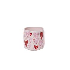 POTTERY HEARTS 5X4" RED/WHITE