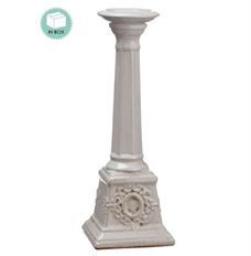 CANDLEHOLDER CERAMIC 16" WH/CR