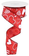 RIBBON PATTERNED HEARTS 1.5"X10Y