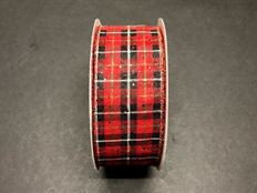 RIBBON 2.5"X50Y GLIT PLAID MIXED