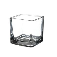 GLASS CUBE 3"H 3"O CANDLE HOLDER