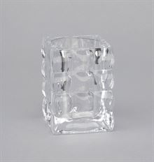 CLEAR GLASS SQ VOTIVE IMMIT. CRYSTL