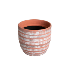 ORCHID POT TRIBAL 14CM CORAL