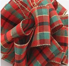 RIBBON #40 MOD/PLAID RED/GREEN 50YD