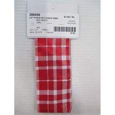 RIBBON CHECK GLT WIRED 2.5" RED/WHT