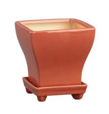 POT W/SAUCER SQUARE ORANGE