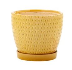 PLANTER W/SAUCER 6" YELLOW