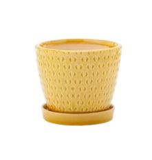 PLANTER W/SAUCER 4.5" YELLOW