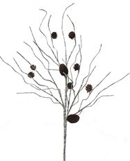 BIRCH SPRAY W/CONES X3 25" WHT/BRN