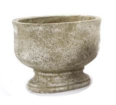 POTTERY OVAL ON PEDESTAL 12X9" GRN