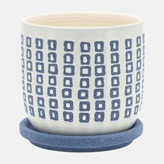 CERAMIC PLANTER W/SAUCER 5" BLUE