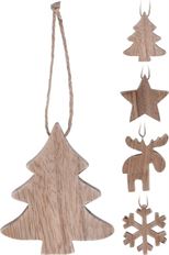 ORN WOOD 4/AST DESIGN 10CM NATURAL