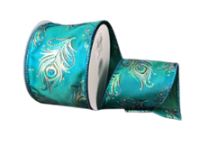 RIBBON PEACOCK 2.5"X10YD TEAL