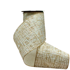 RIBBON GLT ABSTRACT 4"X10YD IVORY