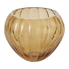 GLASS BOWL CYDER 7.75X6.25" AMBER