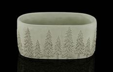 PLANTER CEMENT W/TREE 9X4.25" GR