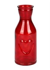 BUDVASE W/HEART 6"X2.5" RED