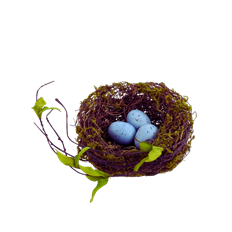 NEST W/EGG MOSS 5" BLUE/NATURAL