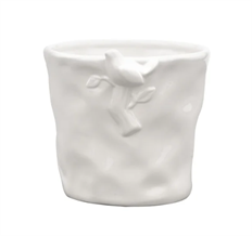 POTTERY W/BIRD 4.5" WHITE