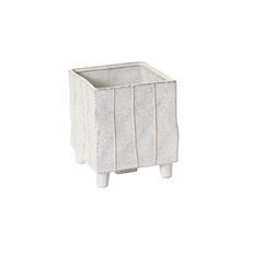 POTTERY FOOTED SQ 5.5X6" WHITE