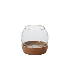 TERRARIUM W/WOOD BASE 4.75" CLEAR