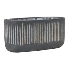 PLANTER OVAL RIBBED 5X5.75X10" BLK