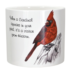 POT W/CARDINAL 4.5" CREAM