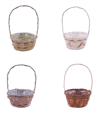 BASKET 10"D BAMBOO W/HANDLE ASSORTD
